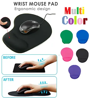 £2.79 • Buy Black Anti Slip Mouse Pad Mat With Foam Wrist Support For Pc And Laptop UK