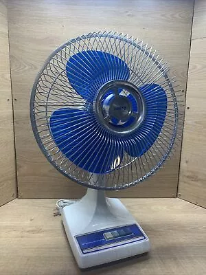 Vintage Galaxy By Lasko 12” Oscillating Blue Blades Desk Fan 3 Speed Tested • $59.99