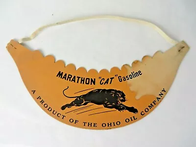 Vintage Marathon Cat Gasoline Visor Ohio Oil Company Paper Stock Visor #10871 • $9.24