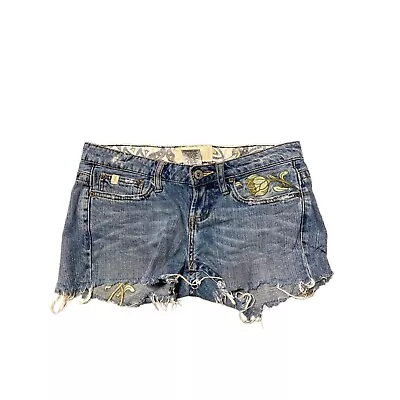 VINTAGE 90's Z CAVARICCI EMBROIDERED DENIM CUT OFFS JUNIOR SZ 3 • $35