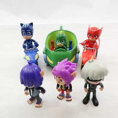 PJ Mask Wolfies Wolf Luna Owlette Catboy Figures Lot & Green Car Motorcycle  • $9