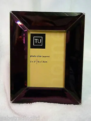 Deep Purple Single Bevelled Glass Photo Frame 5 X 7.5 Cm Picture Holder X 2 New • £6.99