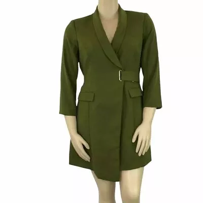 Tussah Dress Women Size 16 Khaki Green Farrow Blazer Jacket Office Work Party • $40