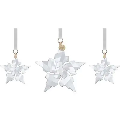 Swarovski Decorative Ornament Set White Crystal Star With Velvet Ribbon 5583966 • $92.99
