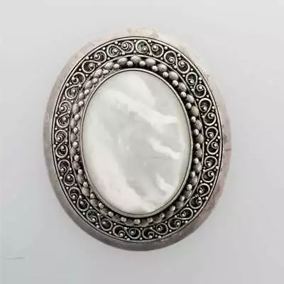 Large Mother Of Pearl Sterling Silver Pendant/Pin BA Indonesia .925 WB3-MOP14 • $49.99