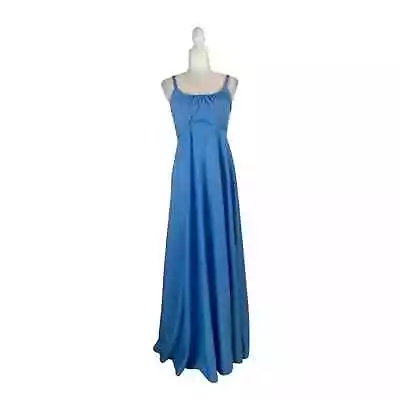 Vintage 60s 70s Empire Waist Blue Gown - Maxi Dress Size Small • $65