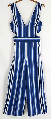 ASOS Womens Blue Striped Strappy Wide Leg Palazzo Jumpsuit Size 6 • £10