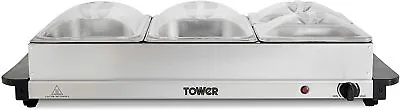 £29.99 • Buy Tower T16041 Four Tray Buffet Server And Plate Warmer, 300 W, Stainless Steel
