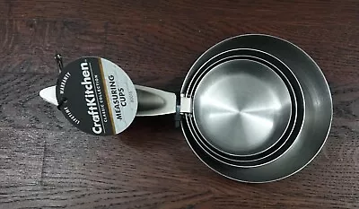 CraftKitchen 4-Piece Heavy Duty Silver Stainless Steel Measuring Cups Set 1/4-1 • $15
