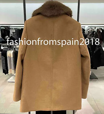 Zara New Woman Wool Blend Coat With Faux Fur Collar Camel Xs-xl 2117/102 • $239.60