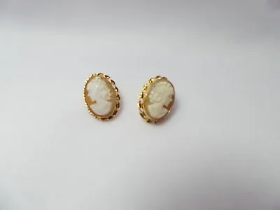 14k Solid Gold Vandell Van Dell Cameo Earrings Vintage • $249.99