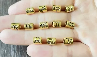 50pcs Metal Zodiac Sign Beads 12 Constellations Sign Beads Mixed GOLD Metal  • £7.30