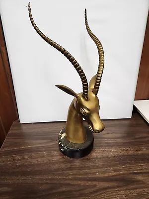 1970s Hollywood Regency Brass Antelope Sculpture With Exotic Marble Base RARE • $50