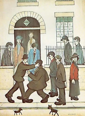A Fight In Manchester  By L S Lowry  Fine Mounted Print 50 Years Old Perfect • $18.67