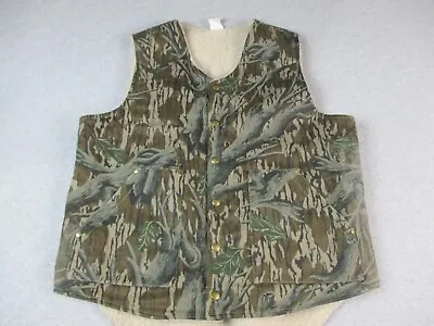 Vtg Lapco Vest Mens Size Large Brown Camo Sherpa Lined Fleece Hunting • $45