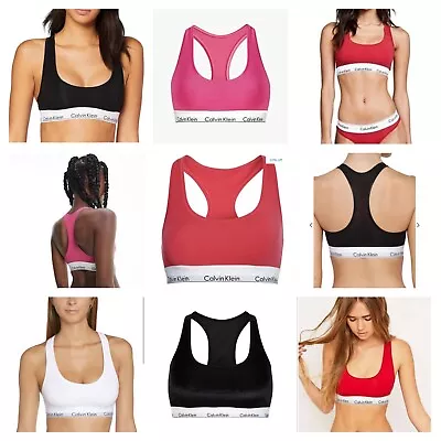 Calvin Klein Womens Modern Cotton Bralette Sports Bra No Padding Crop Top Run UK • £12.99