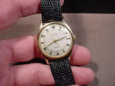 Vintage Mans 17 Jewel Elgin Manual Wind Wrist Watch Repair Or Parts Runs 720 NR • $9.99