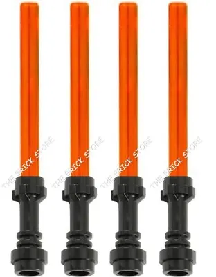 4 X Official Lego - Jedi Star Wars Lightsabers - Black / Trans Orange - New • £2.95