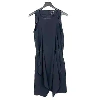NWT Tibi Size 4 Triacetate Asymmetrical Black Midi Dress Sleeveless Draped • $40