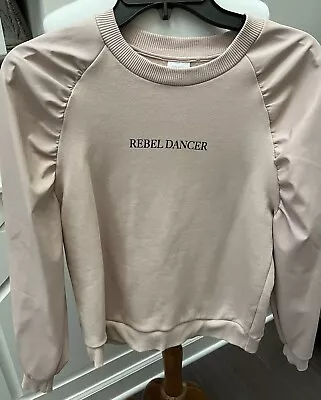 $9.99 • Buy Zara Girls Pink Faux Leather Sleeve Sweatshirt Size 13-14-NWOT