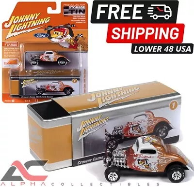 Johnny Lightning Tin 1:64 Jlct013 1934 Ford Coupe Crower Cams Gold White & Red • $14.95