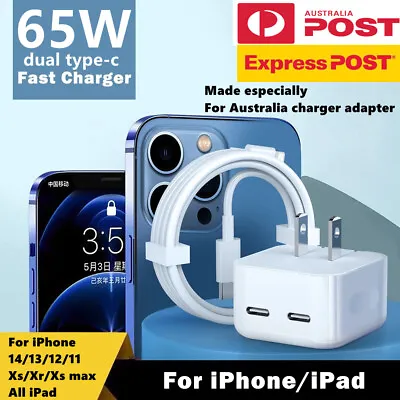 $31.45 • Buy 65W Dual Type-C To C PD Fast Wall Charger Adapter For IPhone 14/13/12/11/Xr/iPad