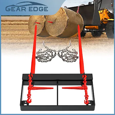 Dual Hay Bale Spear 49  3000lb Front Skid Steer Loader Tractor Bucket Attachment • $299.99