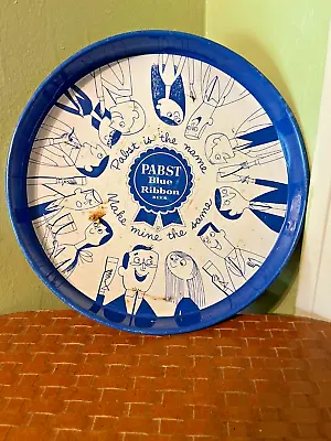 Vintage Pabst Is The Name Blue Ribbon Beer Advertising Tin Metal Round Tray • $19.99