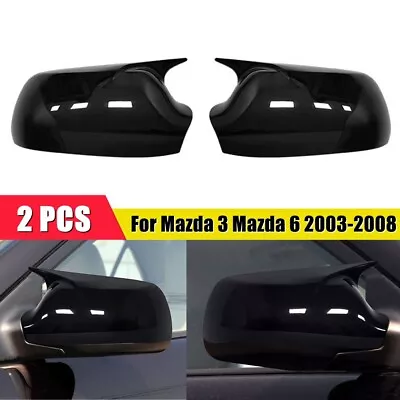 Glossy Black OX Horn Side Rearview Mirror Cover For Mazda 3 Mazda 6 2003-2008 • $33.92