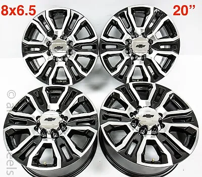 4 Chevy Silverado HD 2500 3500 8 Lug 8x6.5 20” Black Mach Wheels Rims 5957 #3428 • $1095