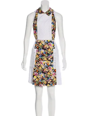 $275.99 • Buy Mary Katrantzou White Eyelet Dress W/ Floral Collar, Size 10(US) 46(IT) NWT!