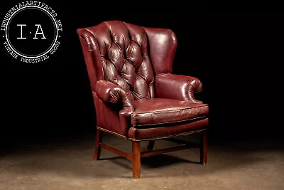 Tufted Red Leather Wingback Chair • $2585