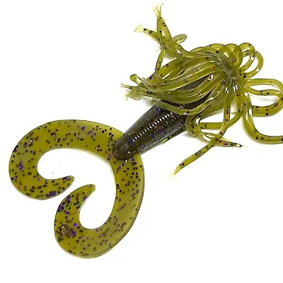 10ct 4” Hula Grub Green Pumpkin Purple Flk For Fishing/ Bass Fishing Lure • $9.99