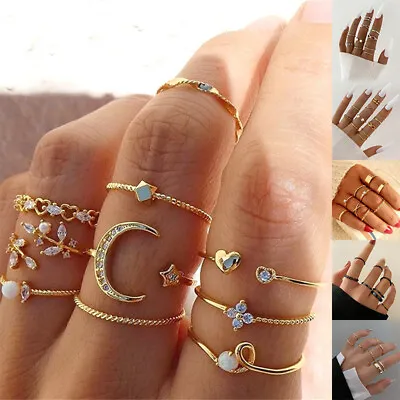 Women Boho Stack Plain Above Knuckle Ring Midi Finger Tip Rings Jewelry Set Gift • £3.79