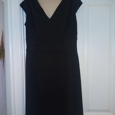£4 • Buy Womens Size 14 Dress Black Smart Wear Jersey  Mix. Capped Sleeve. Work Formal