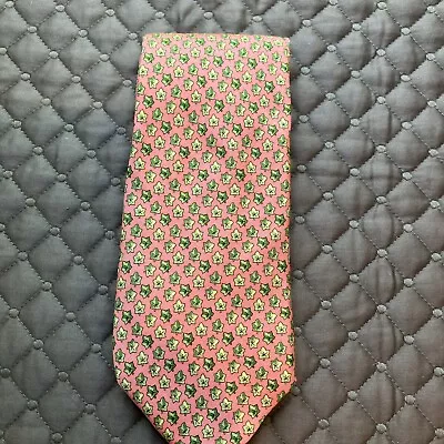 Vineyard Vines Custom Collection Pink Silk Tie With Green Ivy • $18