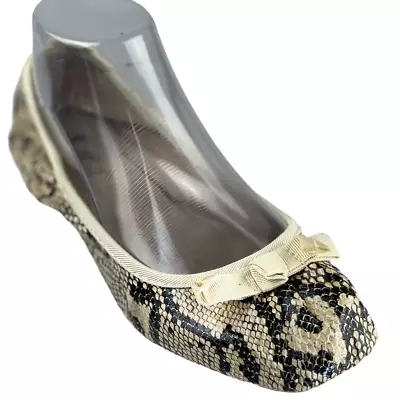 MIXX SHUZ Shoes CASEY Ballet Flats Snake Print Textile W/Bow Womens Shoes Size 8 • $12.99