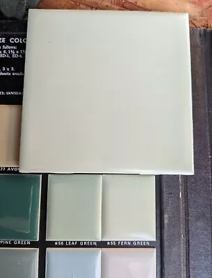 2 Pcs American Olean  Ceramic  Wall Tile 4 1/4  Fern Green NEW Color #55 60s 70s • $11