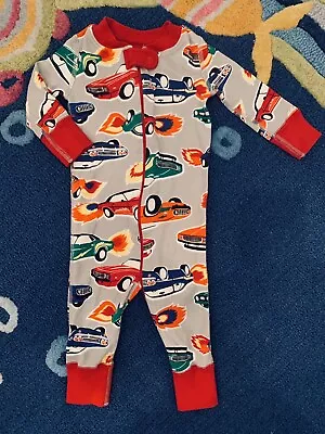 Hanna Andersson Boys Size 60/3-6 Mths Race Cars Organic Cotton Footless Pajamas • $18.74