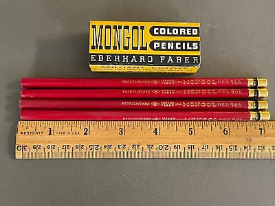 Lot Of 4 Vintage Eberhard Faber Mongol Red Colored Pencils 966 • $12.97