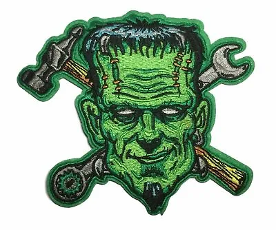 Frankenstein's Monster Face 5 1/2  Wide Embroidered Iron On Patch • $7.99