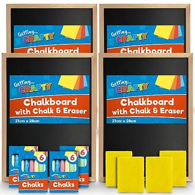 A4 Childrens Chalkboard | Wooden Blackboard Chalk Board Eraser Kids Art Drawing • £34.99