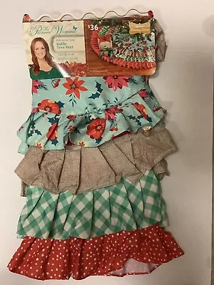 REDUCED PRICE. Pioneer Woman Retro Holiday Floral Ruffle Tree Skirt 48  • $15