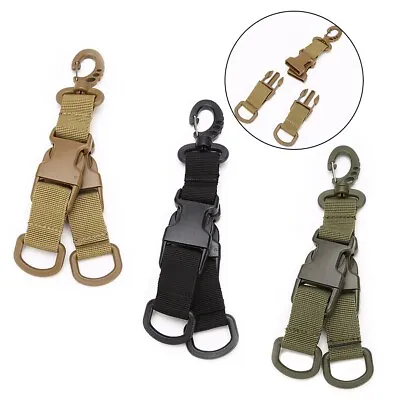 Carabiner Webbing Backpack Clip Buckle Belt D Type Hanging Key Ring Gadget Parts • £4.69