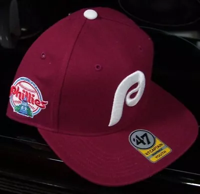 MLB  '47 Brand Philadelphia Phillies Retro Logo Maroon YOUTH  Snapback Hat NEW! • $21