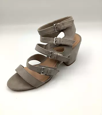 New Look 915 Womens Grey Faux Suede Mid Heel Caged Sandals Size UK 5 Used • £24.99