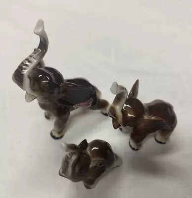 Vintage Miniature Bone China Elephant Family - Set Of Three - Japan • $6.30