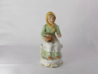 Vintage Capodimonte Porcelain Figurine Old Woman Sitting With Basket • $21.98