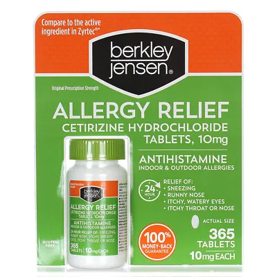 $8.49 • Buy Berkley Jensen Allergy Relief Cetirizine Hydrochloride 10mg Each 365ct EXP 12/22