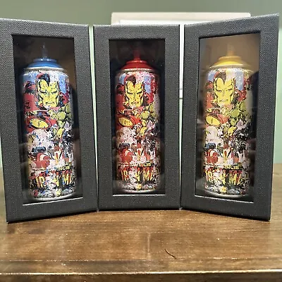 (3) Can Complete  Set Authentic Mr Brainwash Art Spray Can Iron Man Signed • $1900